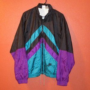 Nike Woman Large Black Purple Blue Full Zip Pockets Outdoors Long Sleeve Jacket